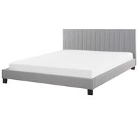 Beliani Fabric Eu Super King Size Bed Light Grey Poitiers
