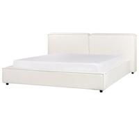 Beliani Bed Fabric Linards 180 X 200 Cm (Eu Super King) Off-White