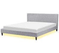 Fabric EU Super King Size Bed White LED Light Grey FITOU [EEK: G]