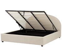 Fabric EU Super King Size Ottoman Bed Beige VAUCLUSE