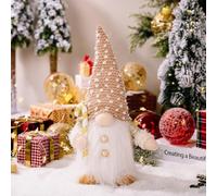 Fabric Faceless Gnome Decor 30cm with Warm LED Light(A) | Clear hanging lanyard, for versatile placement, tree door wall decor, quick install, festive vibe