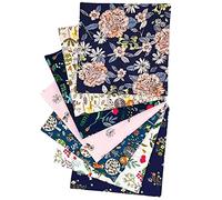 Fabric Fat Quarters Bundle, Cotton Craft Fabric Bundles Patchwork Material for Sewing 7PCS 50 x 50cm Patchwork Different Pattern Cloths DIY Scrapbooking Artcraft (Big Flower-7)