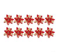 Fabric Floral Wreath 14.5cm for shimmer Gold Holiday Ornament(Red-2) | Soft polyester non-woven material, for shimmer finish, lightweight design, holiday aesthetic, scratch-free surface