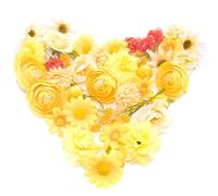 Fabric Flowers Heads for Craft, 40 Pcs Yellow Flowers Mini Fake Flowers Heads, Artificial Flowers Faux Daisy Fake Rose, Silk Flowers Artificial Daisy for Hair Decoration, Wreath Making, Scrapbooking