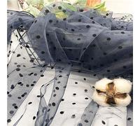 Fabric for Sewing 1 Yard Brown Nude Nylon Tulle Fabric Super Soft Fine Mesh DIY Sewing Pageant Wedding Decoration Girls Birthday Dress Material(Navy(Black spot),90x155cm)