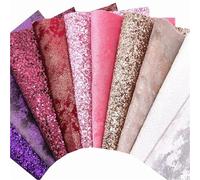Fabric for Sewing 1PCS 1.1mm Felt Backing Chunky Glitter Leather Fabric 0.8MM Metallic Velvet with Twill for Handmade Craft Bows 6S285 Cotton Material(3-30X134CM)