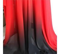 Fabric for Sewing 3/5/10m Ombre Sheer Fabric See Through Gradient Rainbow Coloured 100D Silky Chiffon Cloth for Dress Drape Decor Craft,By Meter(Black red,150cm x 3M)