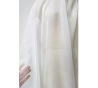 Fabric for Sewing 55'' Wide By Meter Plain Mulberry Pure Silk Chiffon Fabric Dancing Wedding Flowly Cotton Material(Natural White,1M X 1.4M)