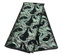 Fabric for Sewing African Jacquard Brocade Fabric Damask Lace Wedding Dresses Material Nigerian Dressmaking Fabric 5 Yards Polyester, By the Metre, Embroidered, Craft fabric Bundle (green black)