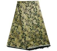 Fabric for Sewing African Jacquard Brocade Fabric Damask Lace Wedding Dresses Material Nigerian Dressmaking Fabric 5 Yards Polyester, By the Metre, Embroidered, Craft fabric Bundle (green gold)