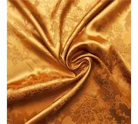 Fabric for Sewing Jacquard Satin Fabric 58'' Wide By Meter Floral Brocade Silky Charmeuse Damask Dress Kimono Suit Lining Material Cotton Material(No 7 Gold Brown,1mX1.48m)