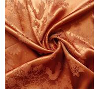 Fabric for Sewing Jacquard Satin Fabric 58'' Wide By Meter Floral Brocade Silky Charmeuse Damask Dress Kimono Suit Lining Material Cotton Material(No 14 Caramel,1mX1.48m)