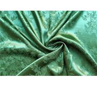 Fabric for Sewing Jacquard Satin Fabric 58'' Wide By Meter Floral Brocade Silky Charmeuse Damask Dress Kimono Suit Lining Material Cotton Material(No 15 Deep Green,5mX1.48m)