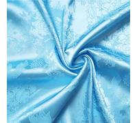 Fabric for Sewing Jacquard Satin Fabric 58'' Wide By Meter Floral Brocade Silky Charmeuse Damask Dress Kimono Suit Lining Material Cotton Material(No 6 Lake Blue,5mX1.48m)