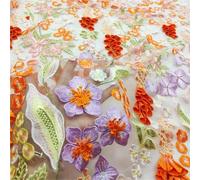 Fabric for Sewing Multi-Color Embroidery Fabric Mesh Three-Dimensional Ring Bells Flowers Precision Dress Wedding Cloth Cotton Material