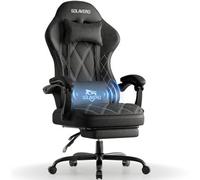 Fabric Gaming Chair For Adults, Massage Computer Chairs With Footrest, Headrest And Lumbar Support, Black
