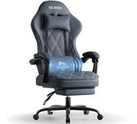Fabric Gaming Chair For Adults, Massage Computer Chairs With Footrest, Headrest And Lumbar Support, Blue