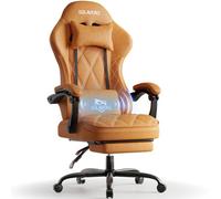 Fabric Gaming Chair For Adults, Massage Computer Chairs With Footrest, Headrest And Lumbar Support, Brown