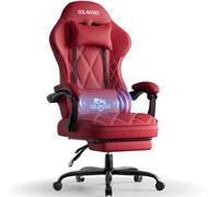 Fabric Gaming Chair For Adults, Massage Computer Chairs With Footrest, Headrest And Lumbar Support, Red
