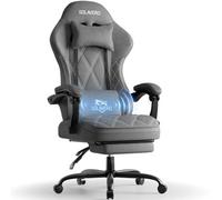 Fabric Gaming Chair For Adults, Massage Computer Chairs With Footrest, Headrest And Lumbar Support, Silver Grey