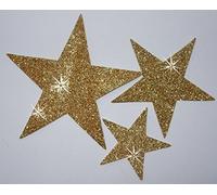 Fabric Glitter Gold 6 Star Iron-on Kid birthday party fun craft diy cloth customizing