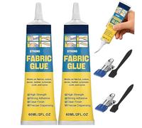 Fabric Glue Permanent, Extra Strong Fabric Adhesive for Clothing Repairs & Mending - Washable Clear Clothing Glue for Denim, Leather, Canvas, Cotton, 60ml/2 fl oz Tube with Spatula and Clip