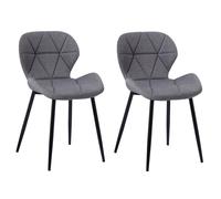 (Fabric Grey) Charles Jacobs Set of 2 Diamond Patterned Dining Chair