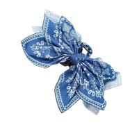 Fabric Hair Clip Pattern Print for Dense Hair Formatting, Blue | Large Capacity Anti-Slip Grip, Sustainable Fabric, Ideal for Dense Hair, Double-Side Partial Pattern Bend Detail