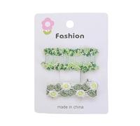 Fabric Hair Clips, Embroidered Lace Flower Butterfly Sweet and Cute Hand Made Side Clips Green flowers