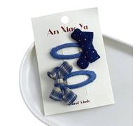Fabric hair clips, hand-made cute and sweet floral bow clips that won't damage the hair on the side blue