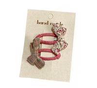 Fabric hair clips, hand-made cute and sweet floral bow clips that won't damage the hair on the side pink