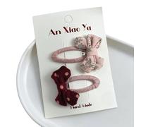 Fabric hair clips, hand-made cute and sweet floral bow clips that won't damage the hair on the side red