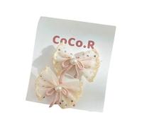 Fabric hair clips, hand-made cute and sweet lace embroidered bow side clips that won't damage the hair Flower pearl bow