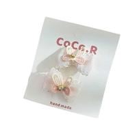 Fabric hair clips, hand-made cute and sweet lace embroidered bow side clips that won't damage the hair Bow-tied rabbit ears
