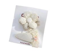 Fabric hair clips, handcrafted cute lace pearl bow side clips that won't damage the hair D