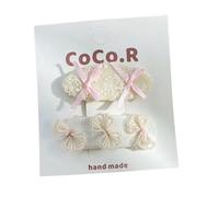 Fabric hair clips, handcrafted cute lace pearl bow side clips that won't damage the hair F