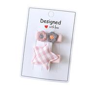 Fabric hair clips, stars and flowers sweet and cute hand made side clips pink A