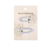 Fabric hair clips, sweet and cute side clips made with pearl bow hearts by hand Blue flowers