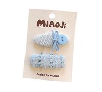 Fabric hair clips, teardrop shaped flowers sweet and cute hand made side clips blue