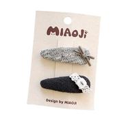 Fabric hair clips, teardrop shaped flowers sweet and cute hand made side clips grey
