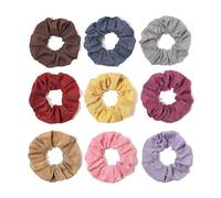 Fabric Hair Rope 9pcs Cotton Linen Fabric Elastic | Hair Bands Solid Colors Scrunchies Holder For Woman Ties