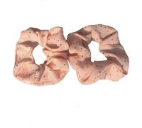 Fabric Hair Rope Gold Dot Fabric Hair Loop Scrunchies Bands Ties Ropes Ponytail Holder For Women Or Girls(Lotus root pink 2pcs)