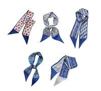 Fabric Hair Scarves | Pack of 5 Long Handkerchief Headband Measure Long 89cm Width 6cm Women - for Beach, Travel, Banquet and Business