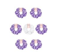 Fabric Hair Scrunchies 7Pcs Satin Hair Scrunchies For Women's Thick Curly,Big Ponytail Holders Ties Cute No Damage Pony Tails Elastic(Purple)