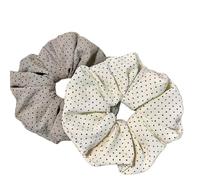 Fabric Hair Tie Polka Dot Puff Fabric Diam 14CM Large Headband Tie Hairband(Light khaik)