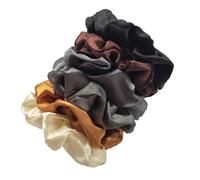 Fabric Hair Ties 6pcs Large Multi-color Satin Hair Bands Solid Color Cloth Ring Rope Seasons, Everyday, Dating(Color3)