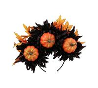 Fabric Hairband with Terrifying Pumpkin and Maple Leaves Decoration for Seasonal Celebrations Lemon Maple Needle Headband
