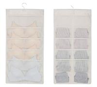 Fabric Hanging Organizer for Bras Underwear Socks with Two Sided Storage and Mesh Panels for Easy Content Recognition (E)