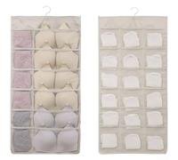 Fabric Hanging Organizer for Bras Underwear Socks with Two Sided Storage and Mesh Panels for Easy Content Recognition (G)