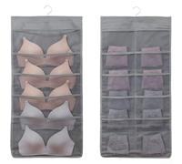Fabric Hanging Organizer for Bras Underwear Socks with Two Sided Storage and Mesh Panels for Easy Content Recognition (A)